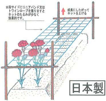 日本マタイ フラワーネット (茶) 目合い15cm(角目) 5目(75cm巾) 長さ